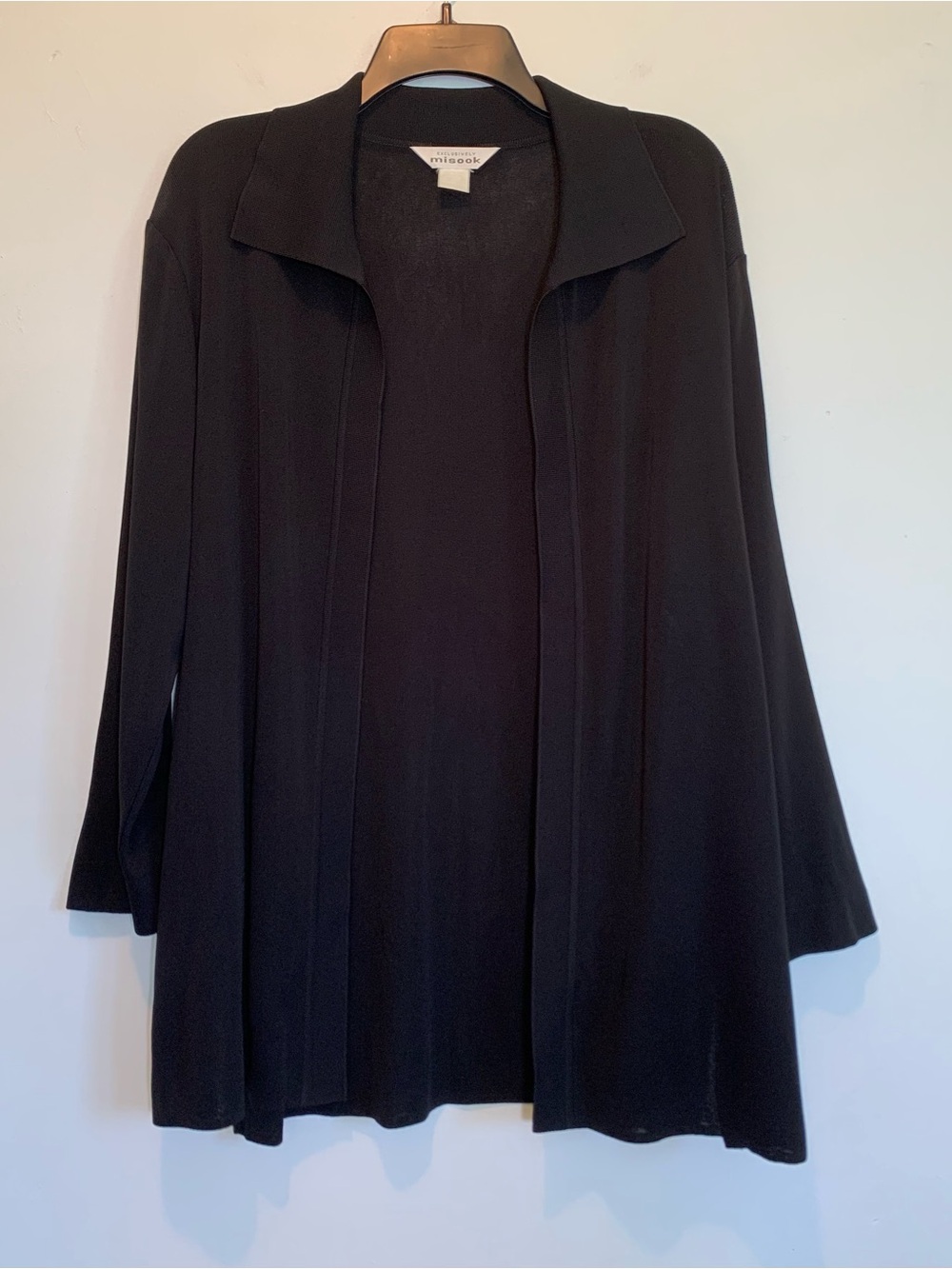Exclusively Misook Black Cardigan Jacket Open Front Autumn